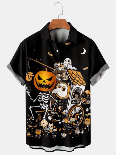 Halloween Casual Loose Men's Plus Size Short-Sleeved Shirt