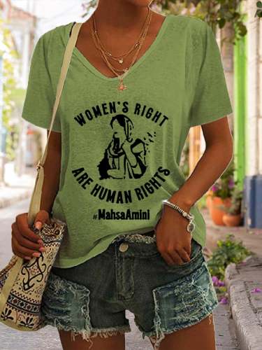 Mahsa Amini Women Rights Life Freedom Print V-Neck T-Shirt