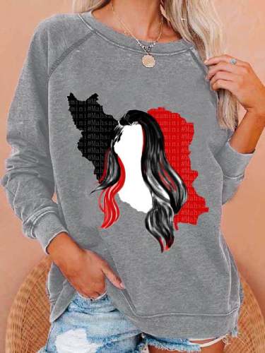 Women's Mahsa Amini Print Casual Sweatshirt