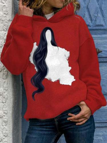 Casual Iran Women Hair Print Hoodie