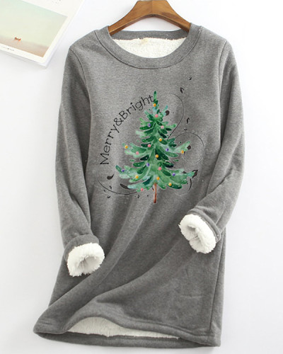 Christmas Fleece Warm Base Regular Crew Neck Sweatshirt
