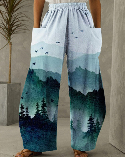 Forest Printed Loose Pants