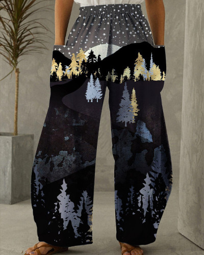 Forest Printed Loose Pants