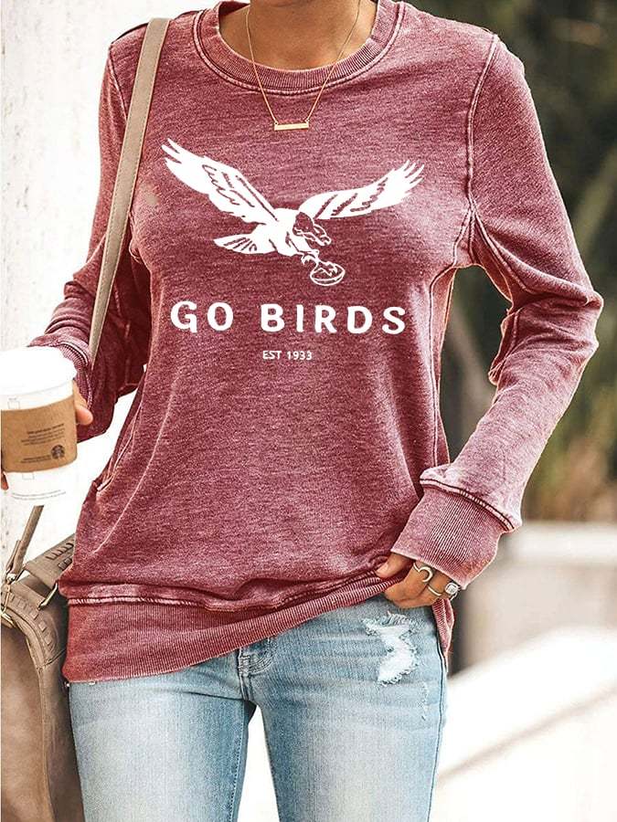 Women's Go Birds Philadelphia Football Print Casual Sweatshirt