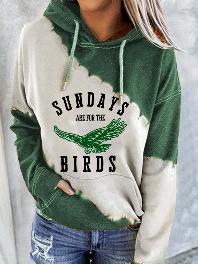 Women's Sundays Are For The Birds Football Print Casual Hoodie