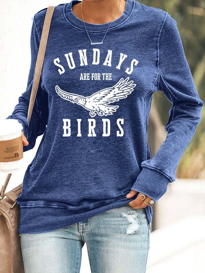 Women's Sundays Are For The Birds Print Casual Sweatshirt