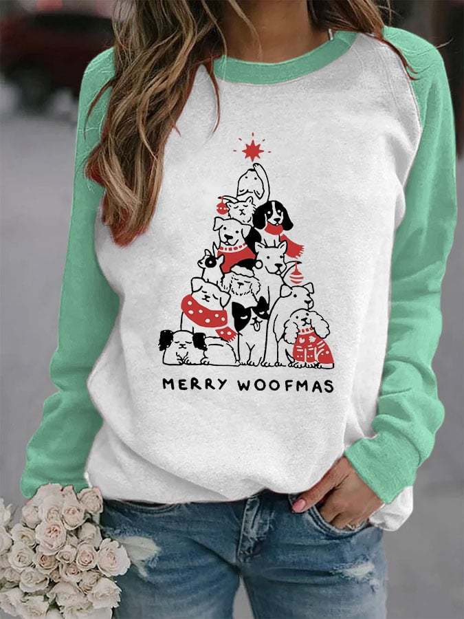 Women's Christmas  MERRY WOOFMAS  Printed Casual Sweatshirt