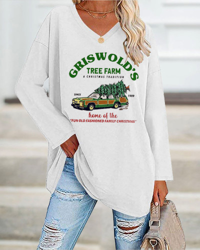 Griswold’s Tree Farm Print Long Sleeve Top