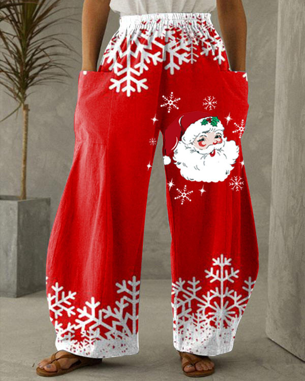 Red Christmas Santa's Comfort Wide Leg Pants