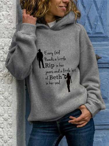 Women's Casual Every Girl Needs a Little Rip Beth Printed Hoodie