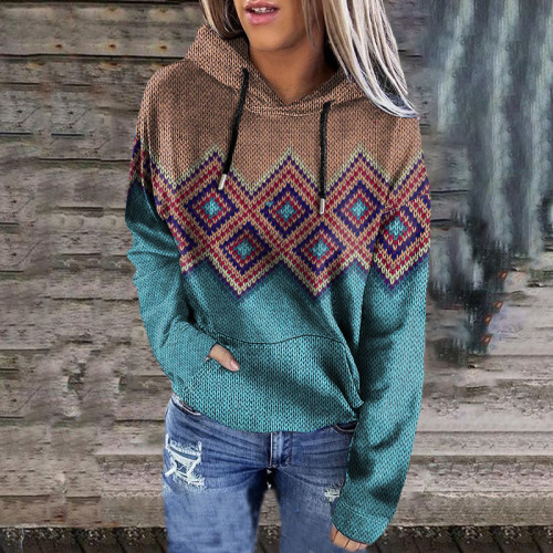 Fellman Island Sweater Geometric Print Hoodie