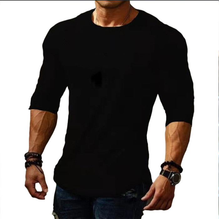 Men's Street Solid Color Round Neck Long Sleeve Comfortable Shirt