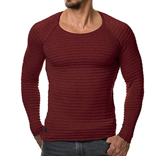 Men's Casual Solid Color Crew Neck Long Sleeve Comfortable Shirt