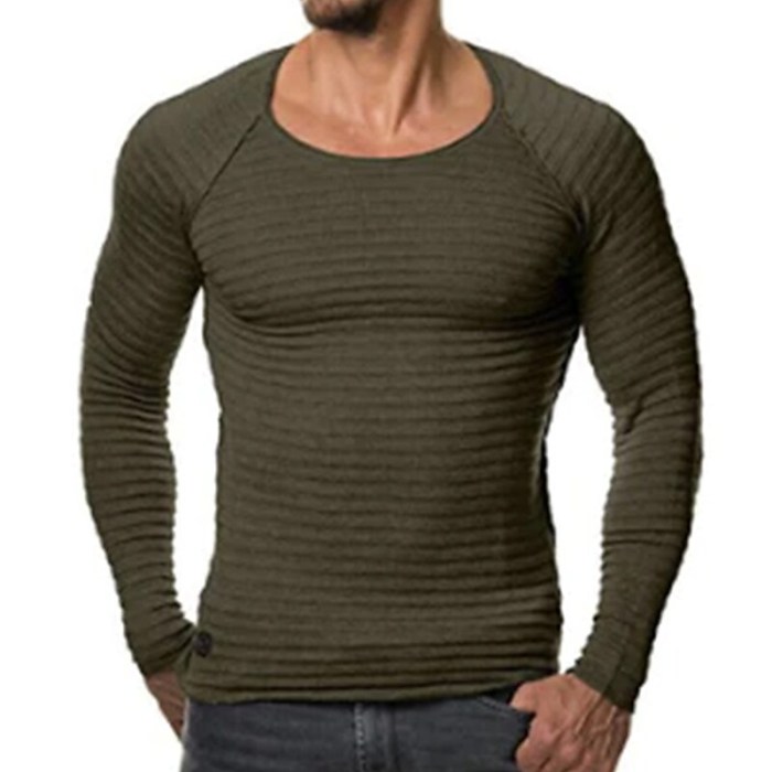Men's Casual Solid Color Crew Neck Long Sleeve Comfortable Shirt