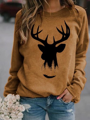 Forest Deer Loose Sweatshirt