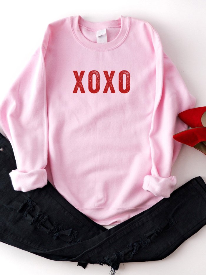 Women's XOXO Print Crew Neck Sweatshirt