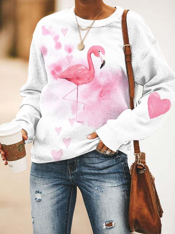 Women's Heart Flamingo Valentine Sweatshirt