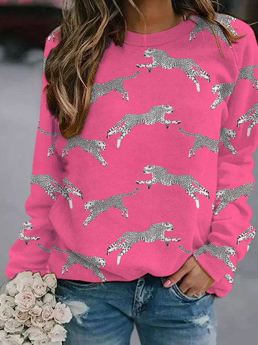 Women's Cheetah Print Pink Sweatshirt