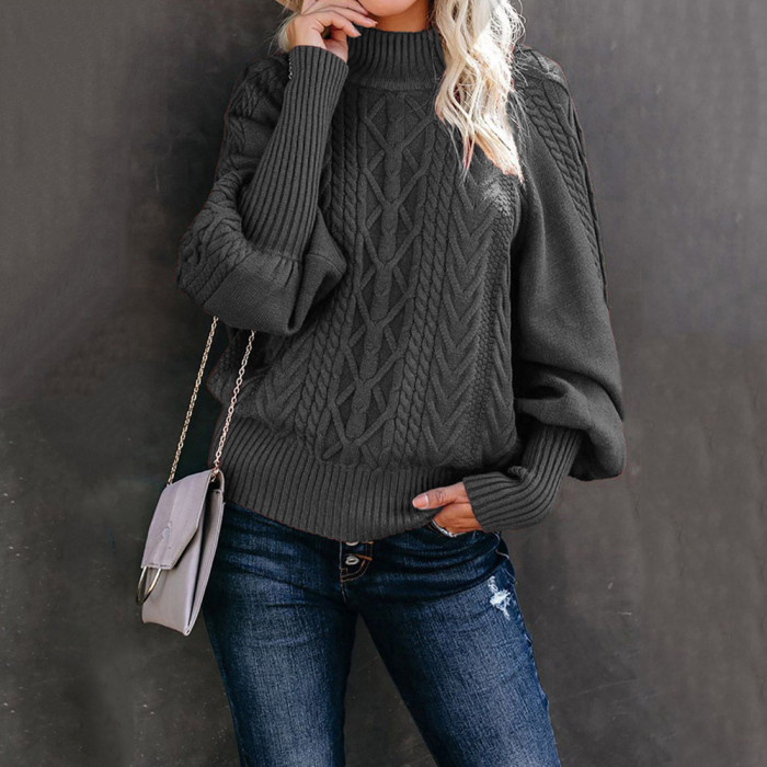 Long Sleeve Knitted Loose Fitting Sweater