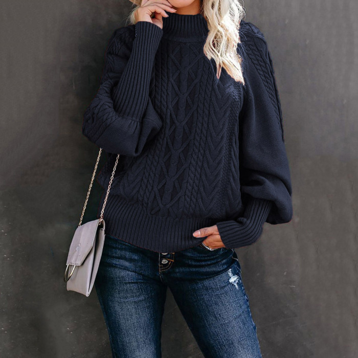Long Sleeve Knitted Loose Fitting Sweater