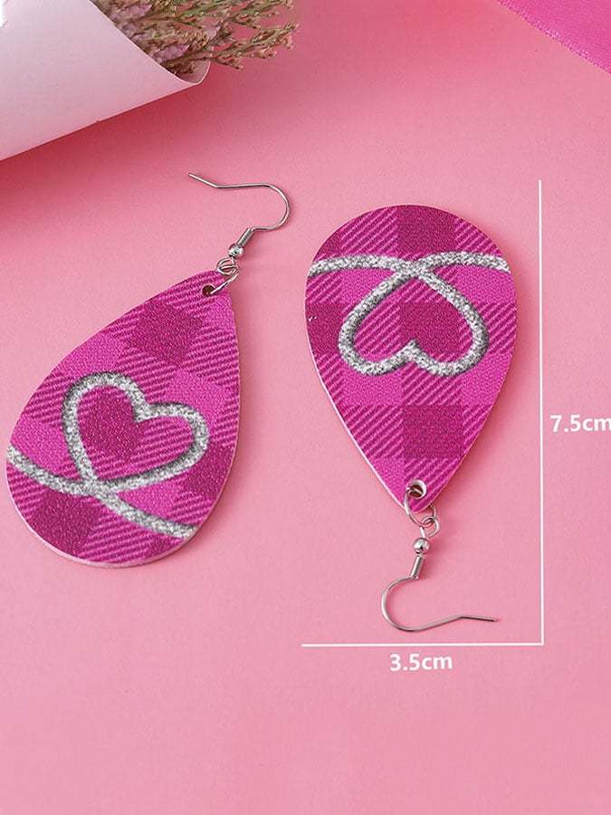 Valentine's Day Plaid Love Drop Earrings
