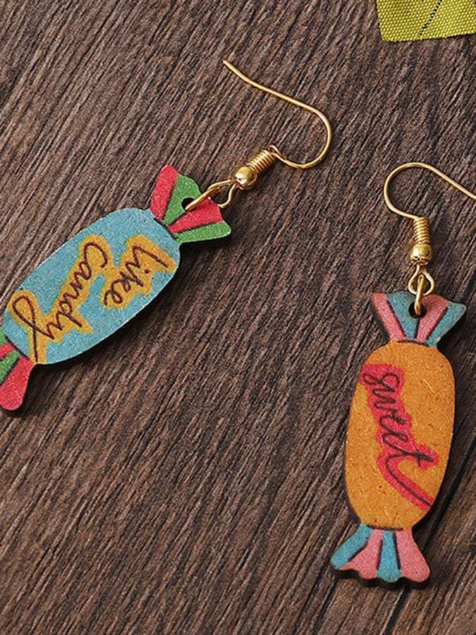 Valentine's Day Candy Wood Dangle Earrings