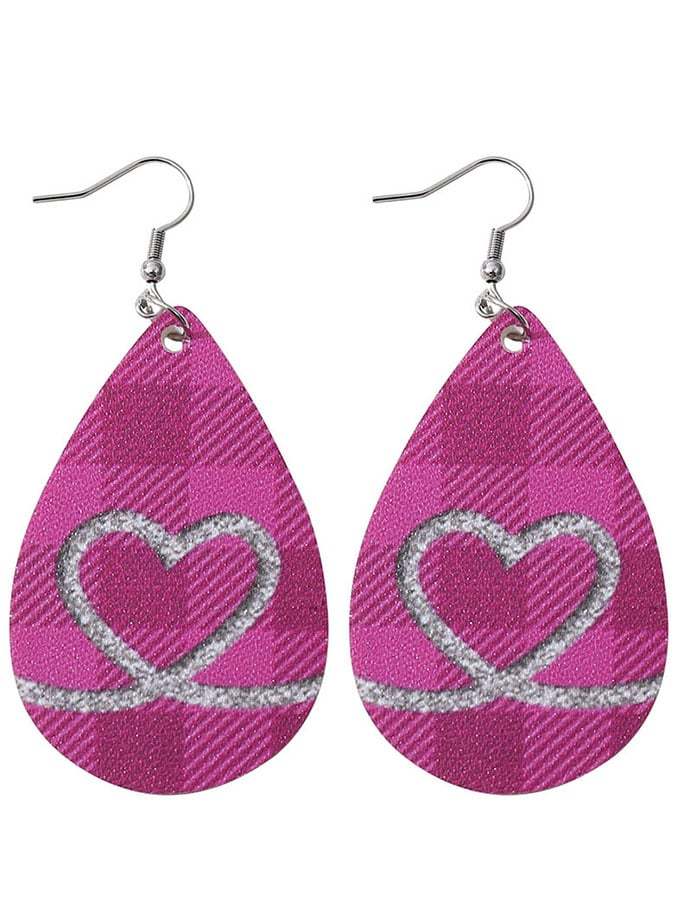 Valentine's Day Plaid Love Drop Earrings