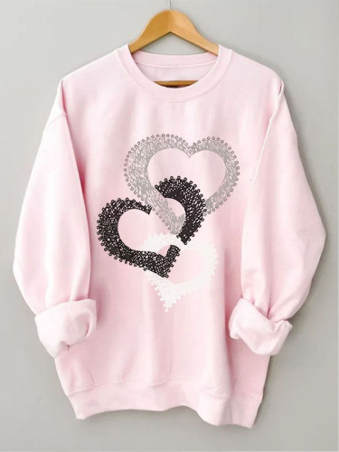 Valentine's Casual Love Print Sweatshirt
