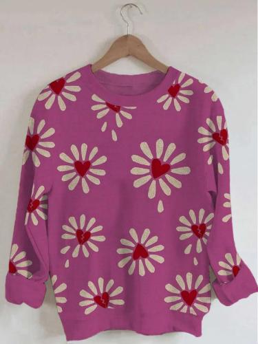Women's Floral Print Long Sleeve Round Neck Sweatshirt