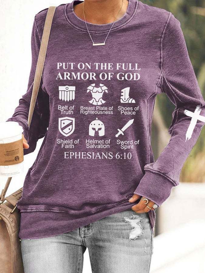 Women's Put on The Full Armor of God Print Sweatshirt