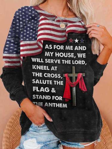 We Will Serve The Lord,Kneel At The Cross Print Sweatshirt