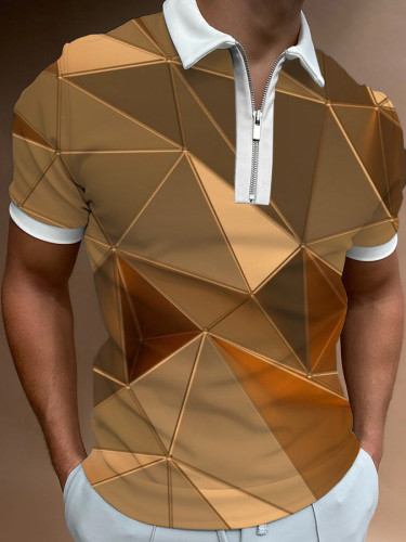Abstract Graphic Print Short Sleeve Polo Shirt