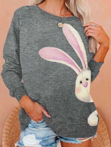 Women's Easter Cute Bunny Print Sweatshirt