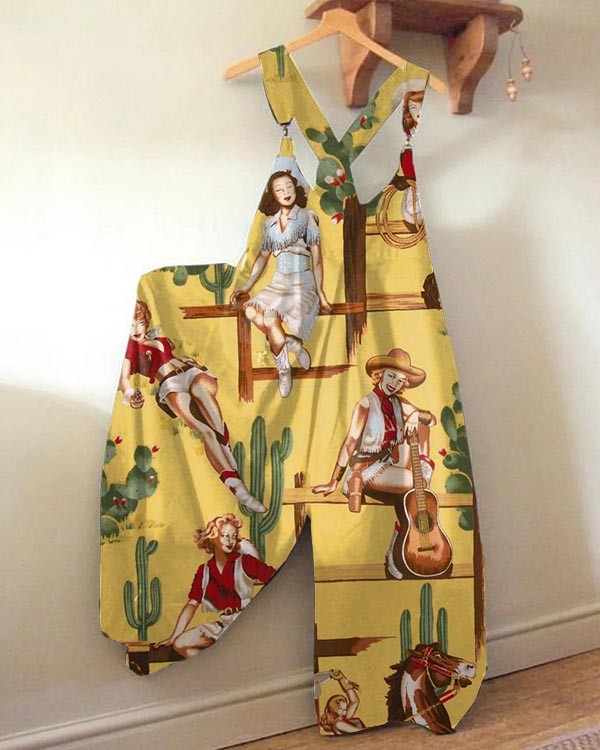 Women's Western Cowboy Loose Jumpsuit