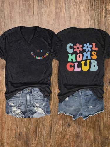 Women's Cool Moms Club V-Neck T-Shirt