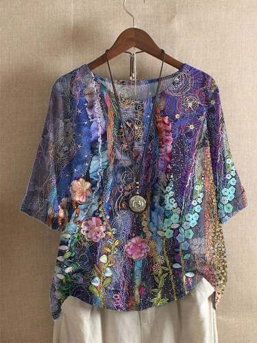 Women's Wisteria Oil Painting Casual Shirt