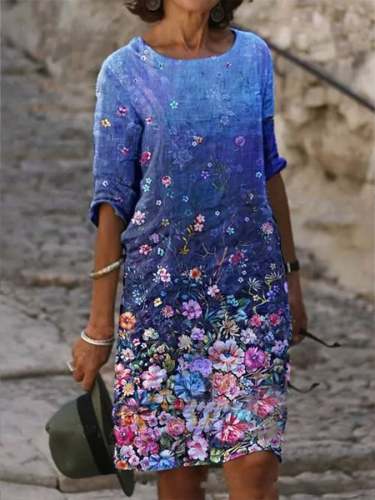 Women's World Famous Painter Iris Oil Painting Printed Dress