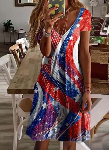 Women's Independence Day Star Print Dress