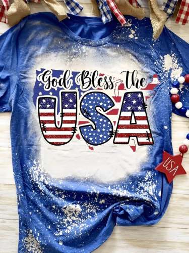 Women's God Bless The USA Tie Dye Print T-Shirt