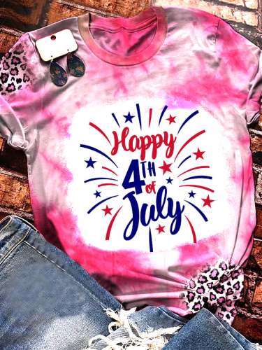 Women's Happy 4th Of July Print Casual T-Shirt