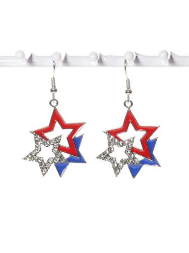 Women's Independence Day Red White Blue Stars Earrings