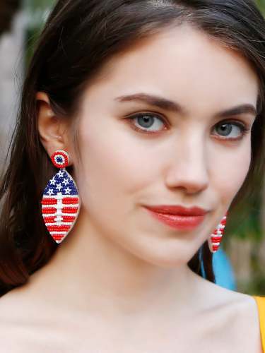 Handwoven Independence Day Rice Bead Earrings