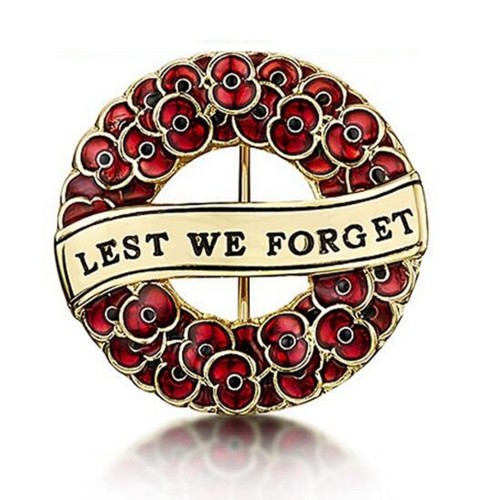 Let's We Forget Round Poppy Flower Pin