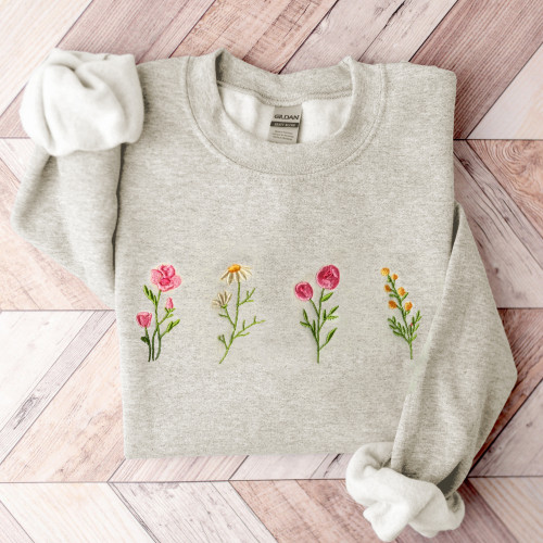 Wildflowers sweatshirt embroidered