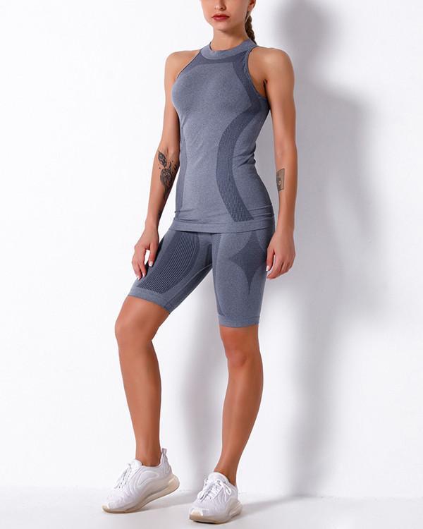 Gym Mesh Breathable Seamless Vest & Shorts Sets