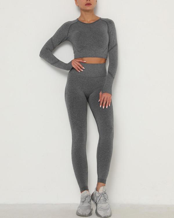 Elastic Round Collar High Rise Sweat Suit Outfit