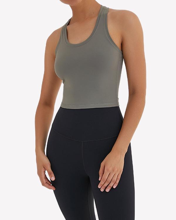 Comfortable Yoga U-Neck  Plain Sports Vest Glamor