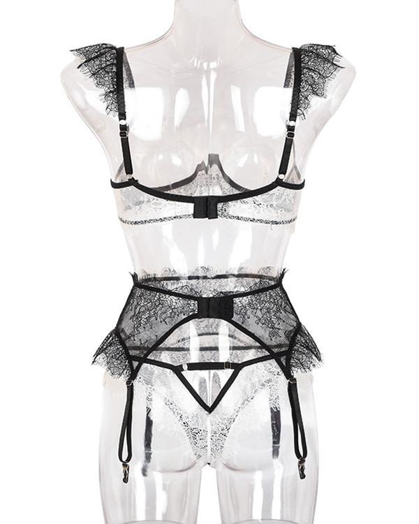Women's Eyelash Lace Bra Set