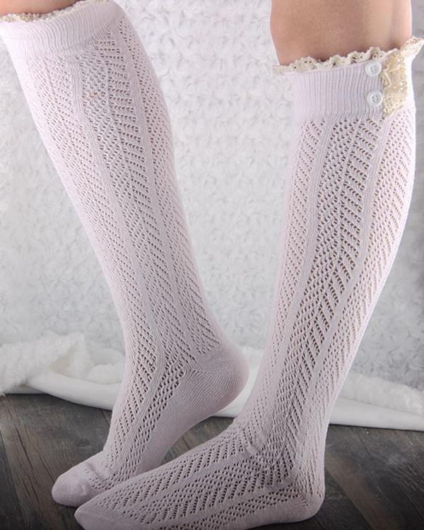 Ladies Lace Over Knee Socks