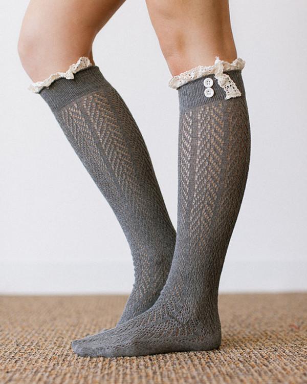US$ 16.99 - Ladies Lace Over Knee Socks - www.pkcoco.com